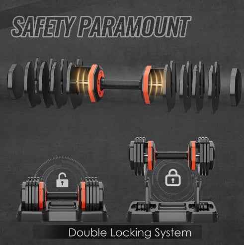 Adjustable Dumbbell Set 10‑in‑1, 55 lb