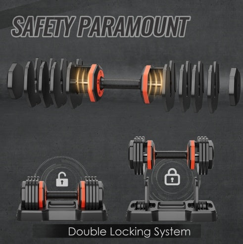 Adjustable Dumbbell Set, 10 In 1 Free Dumbbell For Men And Women, Dumbbell For Home Gym, Full Body Workout Fitness, Fast Adjust By Turning Handle 10 Gears55 LB